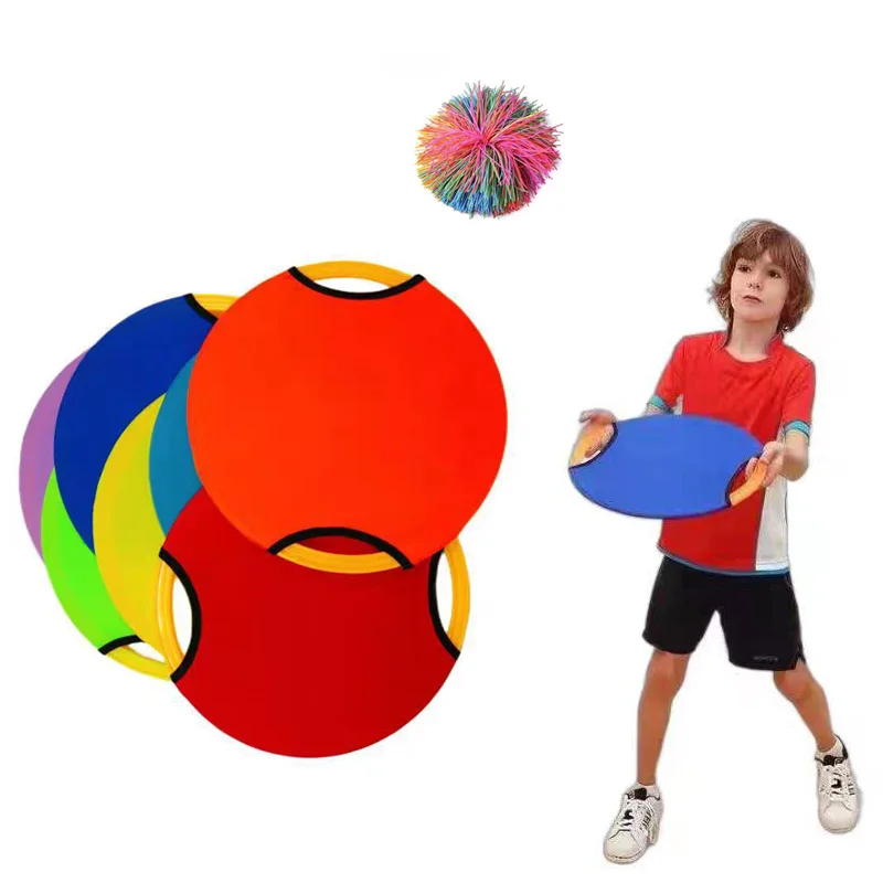 2 pièces Sports de plein air 28CM disque volant Trampoline Paddle balle jeu lancer et attraper Parent enfant interactif sensoriel jouets enfants adultes