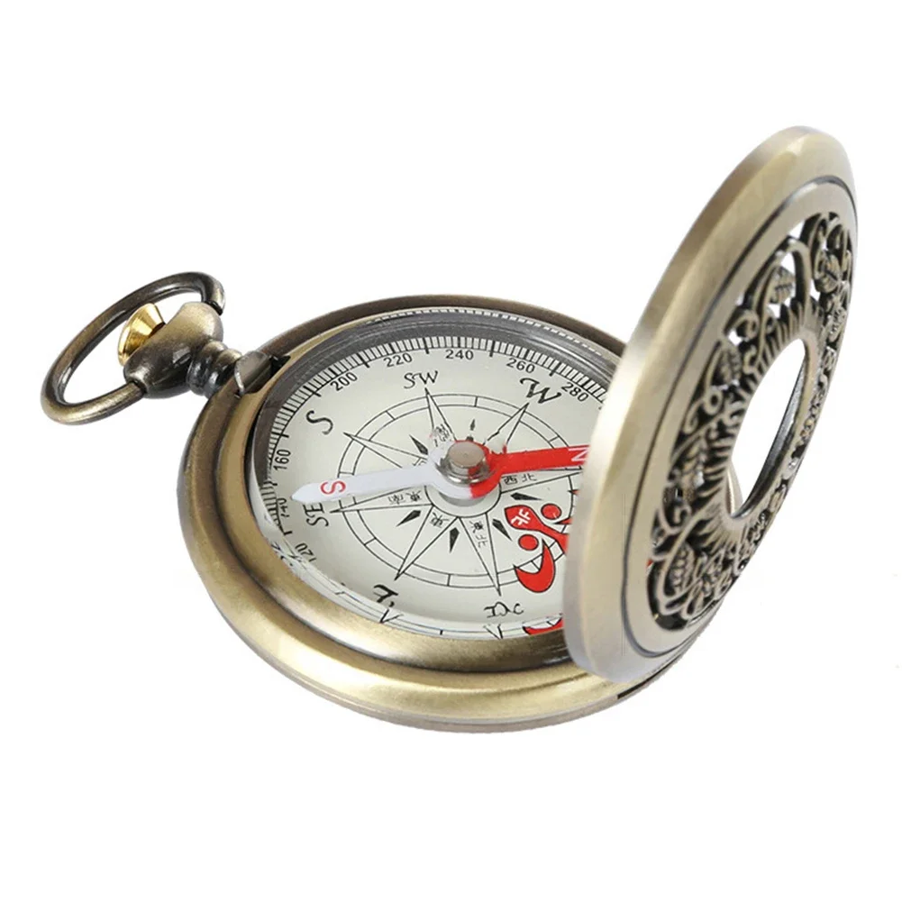 

Retro Bronze Pocket Compass Antique Survival Gear Outdoor Hiking Navigation Retro Pocket Watch Compass Outdoor Tool