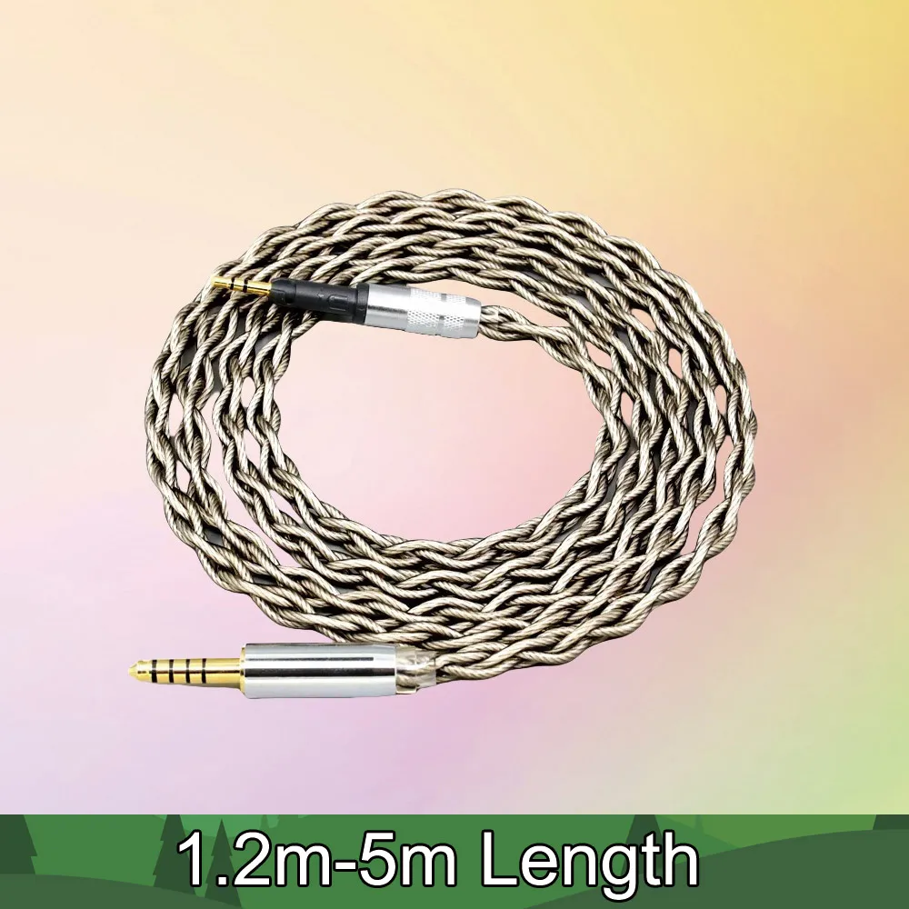 

Silver Plated Shield Earphone Cable For Sennheiser HD6 HD7 HD8 MIX DJ HD595 4 core 1.8mm 99% Pure Silver + Graphene 7958