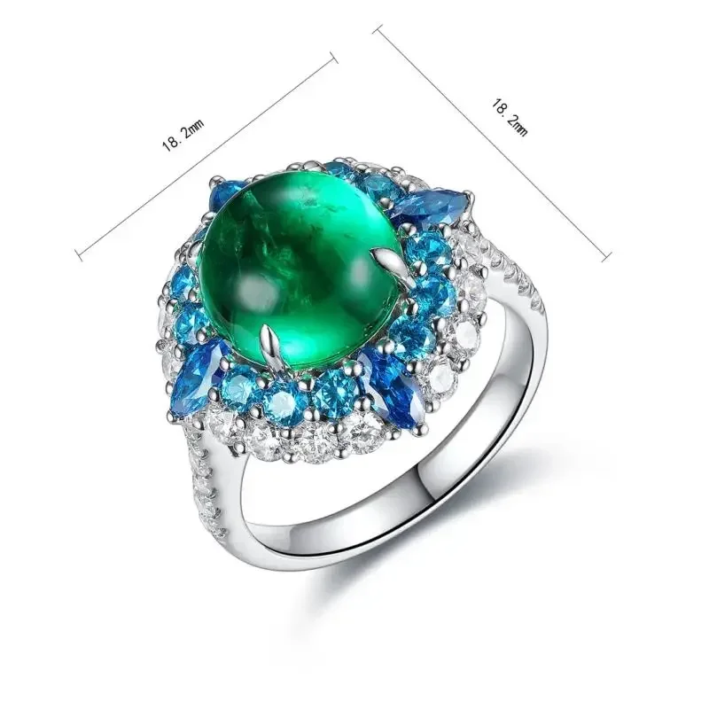 YanYao Jewelry New Design 4.64ct Lab Grown Emerald Ring S925 Silver Jewelry Women Engagementring