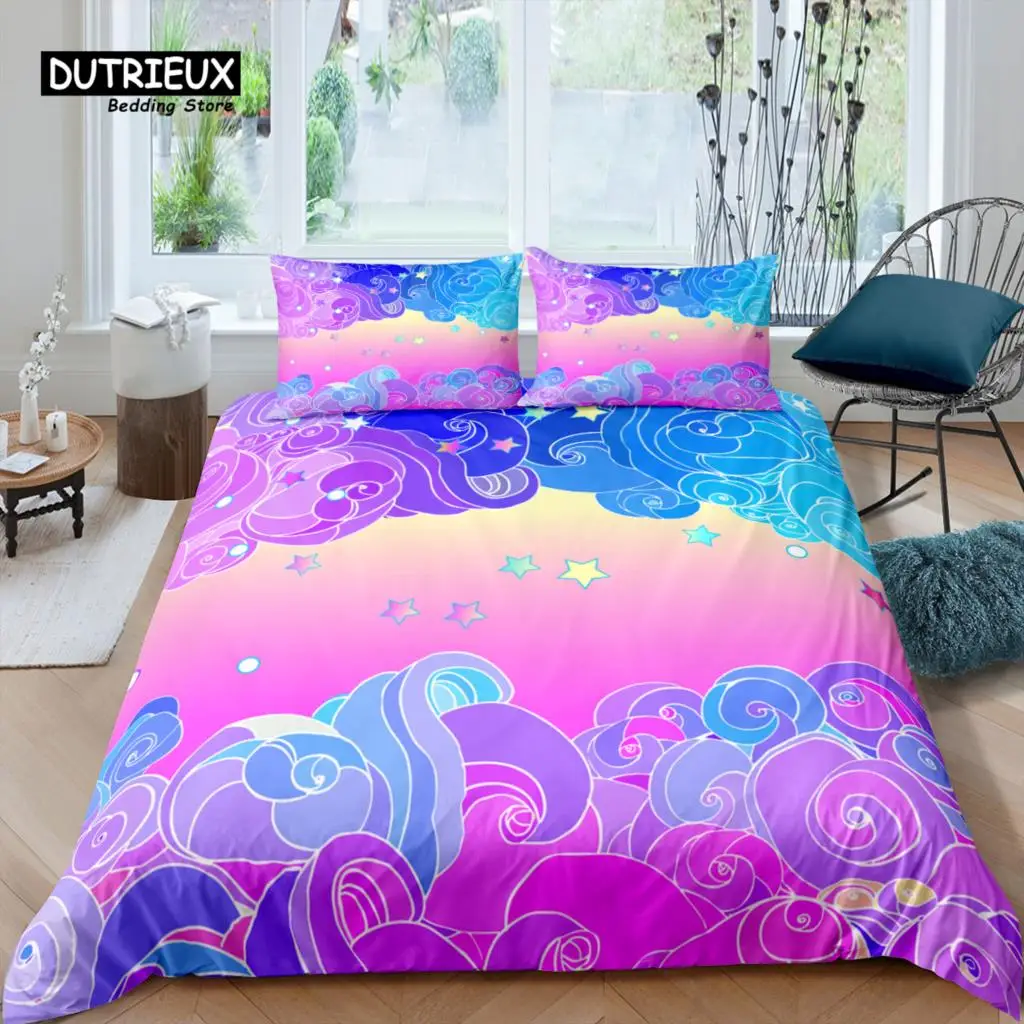 

Home Living Luxury 3D Color Cloud Bedding Set Star Duvet Cover Pillowcase Queen and King EU/US/AU/UK Size Comforter Bedding