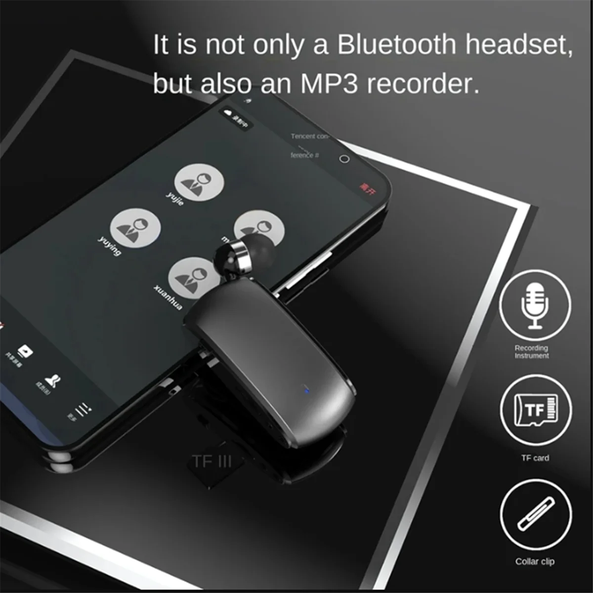 A57G-K68 블루투스 헤드셋 라발리에 유형 개폐식 카드 헤드셋 다기능 클립온 헤드셋 MP3 플레이어 레코더