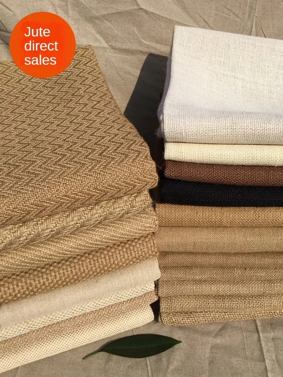 Jute Fabric By The Meter for Gunny Bag Shoes Tea Mat Sewing Hygroscopic Breathable Plain Linen Cloth Wear-resistant Thickly