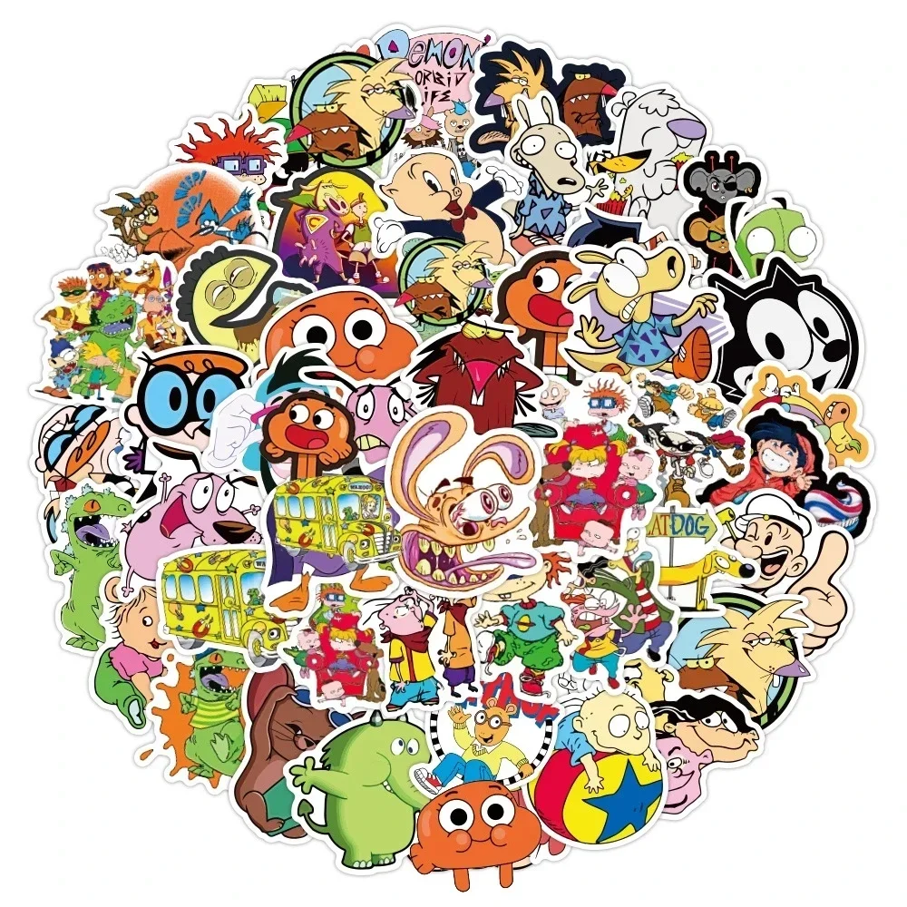 50PCS Classic Cartoon Stickers Graffiti Funny Anime Decals DIY Toy Laptop Phone Luggage Fridge Car Waterproof Kids Sticker Gifts