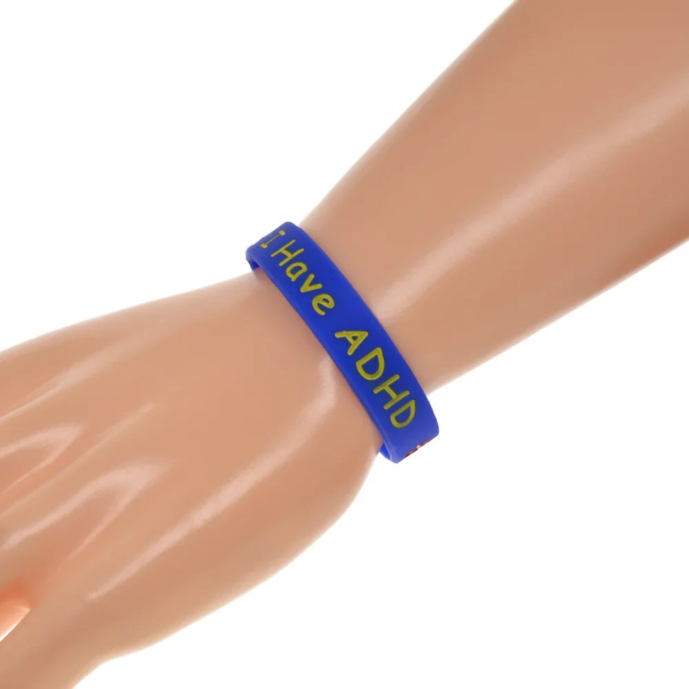 50 Pcs I Have ADHD Autism Awareness Silicone Bracelet Medical Alert Wristband ADHD Anxiety Autism Small Size Bangle
