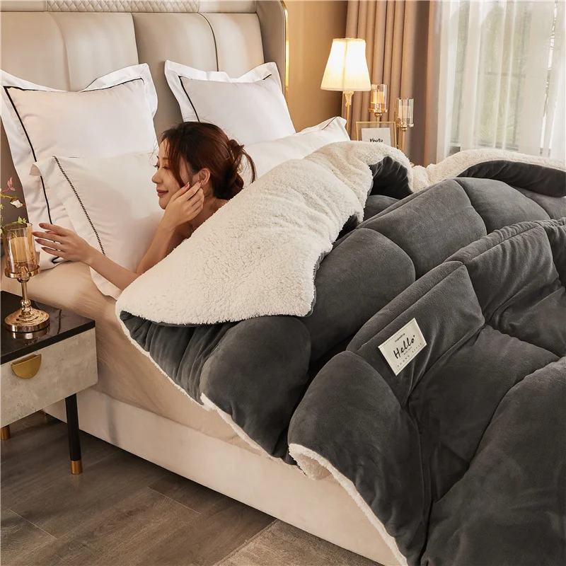 لحاف دافئ من الصوف الفانيلا الفاخر لخريف وشتاء، لحاف مريح ناعم وصديق للبشرة، مقاسات كاملة (كوين/كينج)