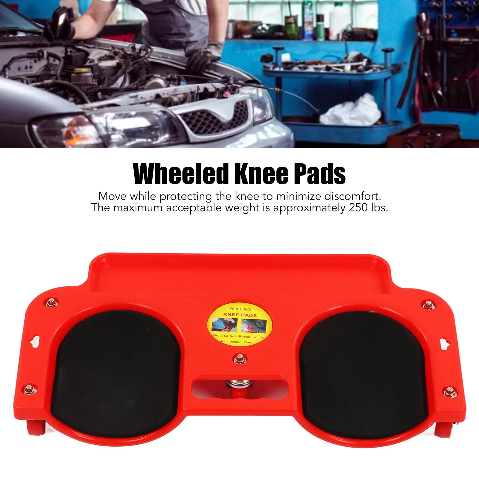 Rolling Knee Dolly with Wheels - Flexible Knee Pads for Mechanics, Carpenters, for painting & Flooring Repair