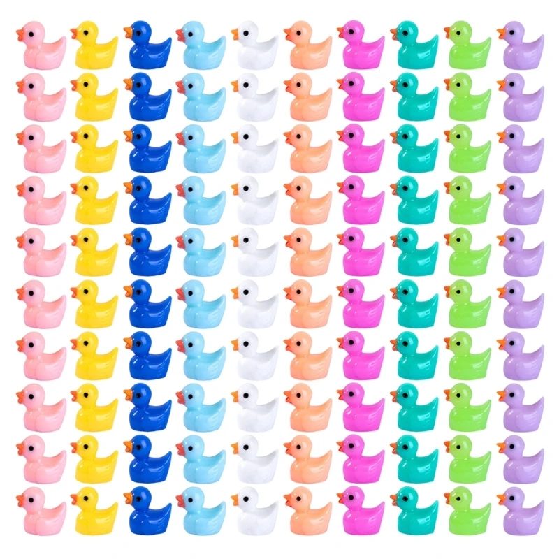 Set of 100 Small Resin Ducks Figurines in Vibrant Colors for Miniature Landscape and Fishtank Embellishments Ornament Dropship