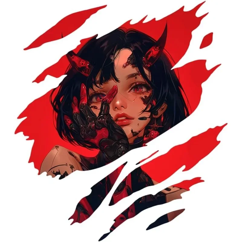 Devil Girl Anime Sticker 1PC, Waterproof Vinyl Decal for Pickup Truck Motorcycle Luggage Car Exterior Helmet DIY Decor