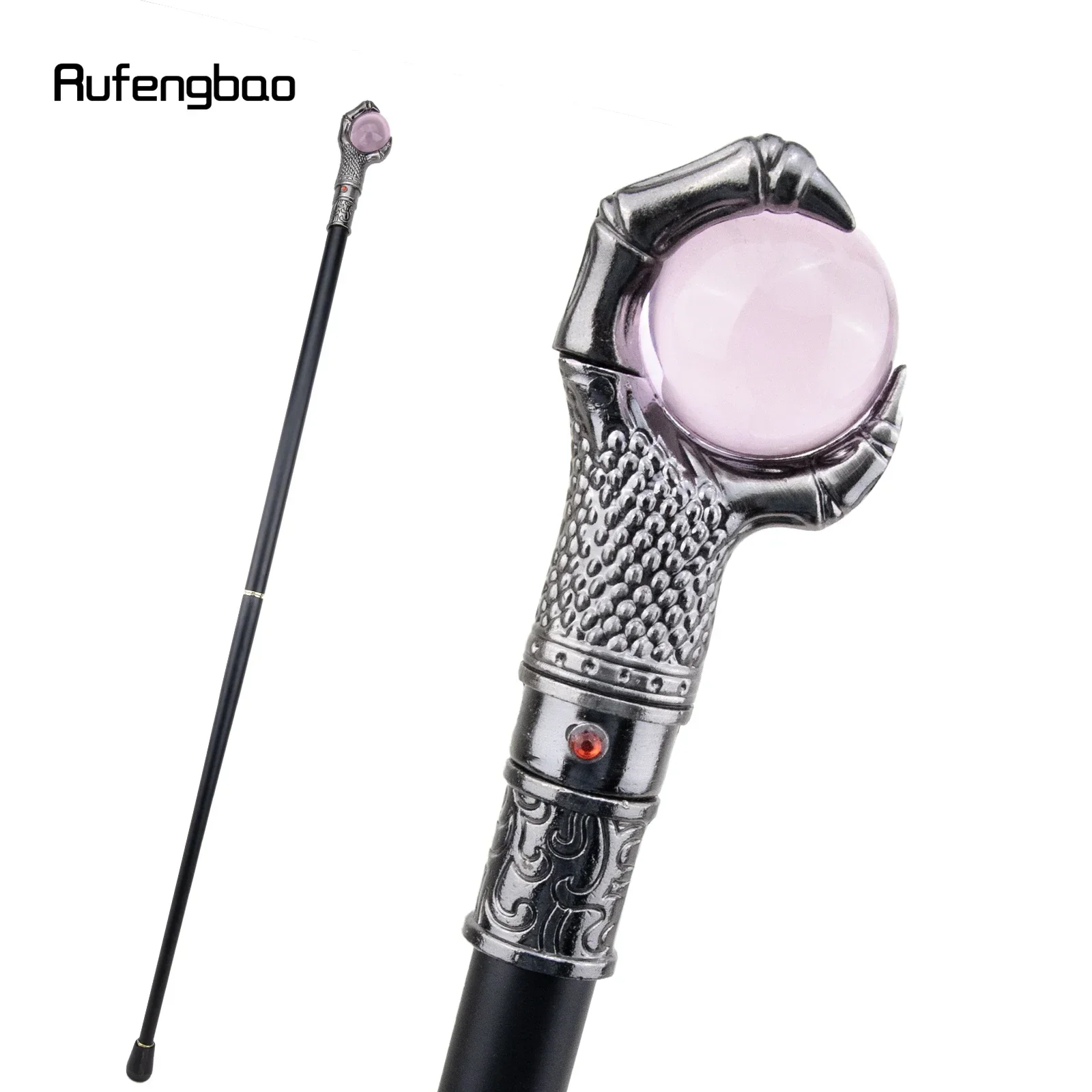 

Серебряный коготь дракона, розовый стеклянный шар, трость, модная декоративная трость, сценическая трость, 93 см