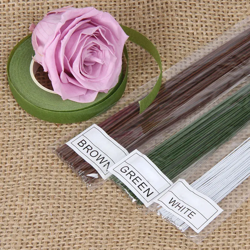 40pcs Floral Flower Wire Stems 20 Gauge Flower Paper Wrapped Wire for Flower Arrangements DIY
