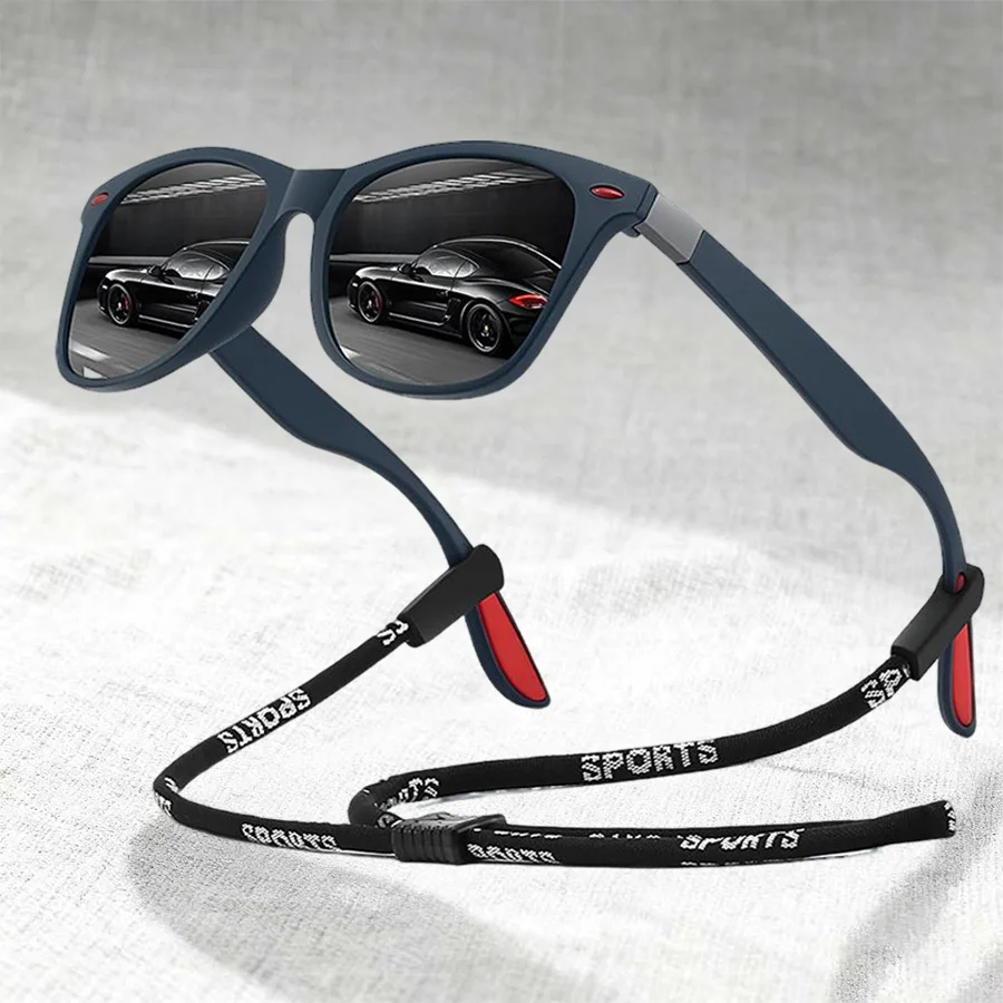 نظارات شمسية كلاسيكية أنيقة UV400 للجنسين خفيفة الوزن على الطراز الكلاسيكي مع سلسلة لقيادة الصيد والسفر والأنشطة الخارجية