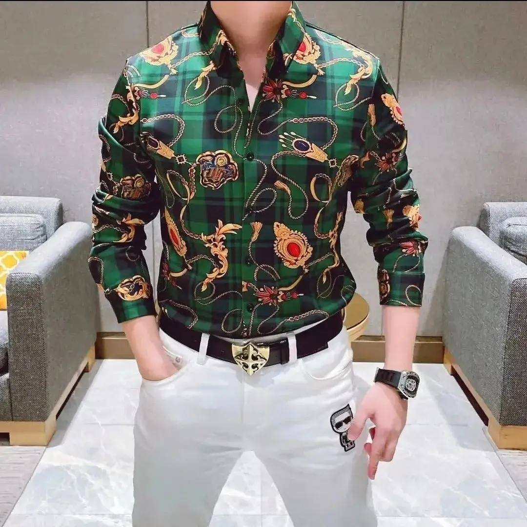 Trendy Personalized Printed Men's Comfortable Shirt for Early Spring New High-end Top