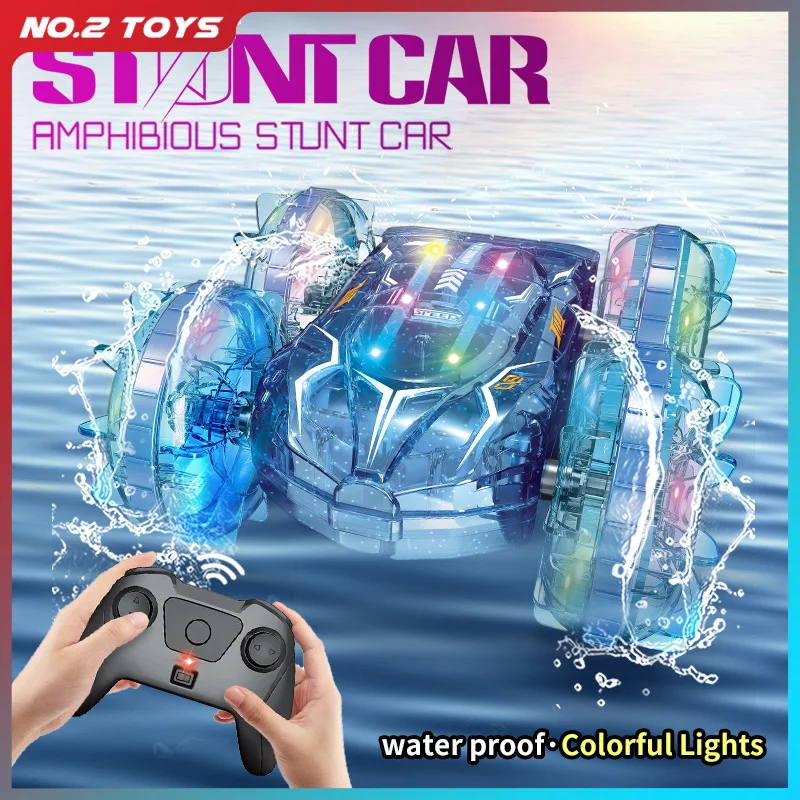 2.4G 5CH Remote Control Car Vehicle Toy Amphibious RC Stunt Cars Double Sided Drive Gesture Sensing RC Car Lights Children's Toy
