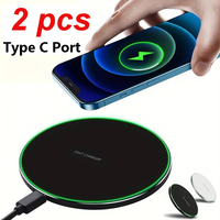 2 Pcs Wireless Charger Pad for iPhone 14 13 12 11 Pro Max X Samsung Xiaomi Phone Chargers Induction Fast Charging Dock Station