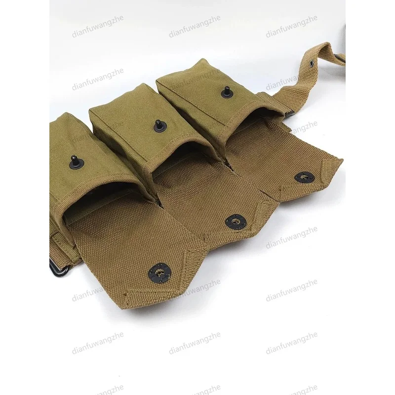 WW2 US Army Browning BAR 6 Cell Hard Pouch, Vintage Molle Tactical Tool Bag, Normandy D-Day Military Replica for Collection