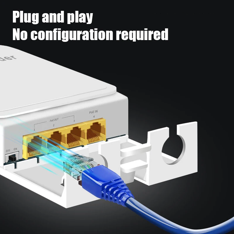 مكرر تبديل POE للكاميرا ، 4 منافذ ، موسع جيجابت خارجي ، 1 في 4 خارج ، Mbps ، ie ee802.3af ، في ، موسع BT