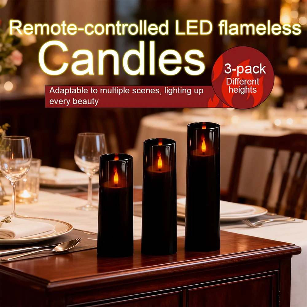 

Набор из 3 электронных светодиодных свечей без пламени с пультом ДУ и таймером, с эффектом мерцающего пламени, для романтического ужина, свадьбы, вечеринки в честь рождения ребенка, декора для праздников