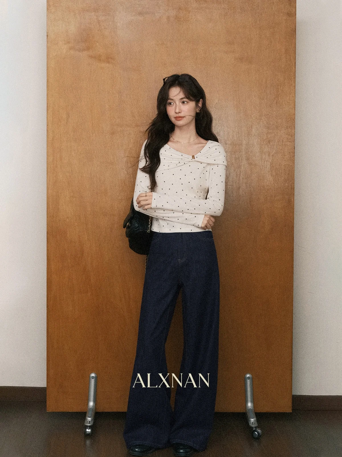 

Широкие джинсы с высокой талией и широкими штанинами в стиле ретро, свободные женские осенне-зимние брюки с оленем на южном изображением, винтажные брюки