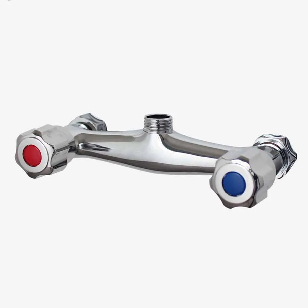 Chrome-Finished Shower Mixer Tap Twin Outlet for Bathroom Use Copper Construction 1/2 Inch Water Inlet Connection Standard