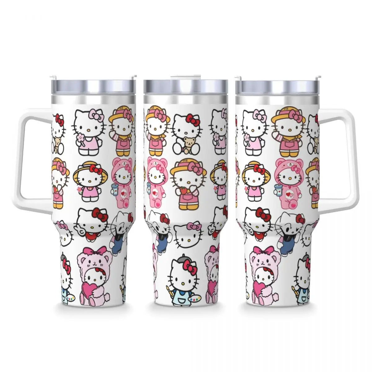 Japanese Sanrio Hello Kitty Tumbler Cute Cartoon Cat Hot Drinks Water Bottle Keep Heat Stainless Steel Coffee Mug Beach Mugs Cup