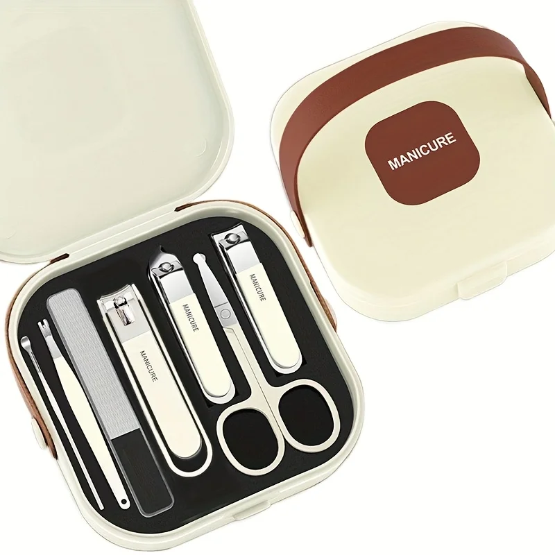 7-teiliges Edelstahl-Nagelpflegeset Anti-Spritz Tragbares Maniküre-Set Nagelknipser, Feile und Trimmer Ideal für Zuhause und Reisen – Detail 9