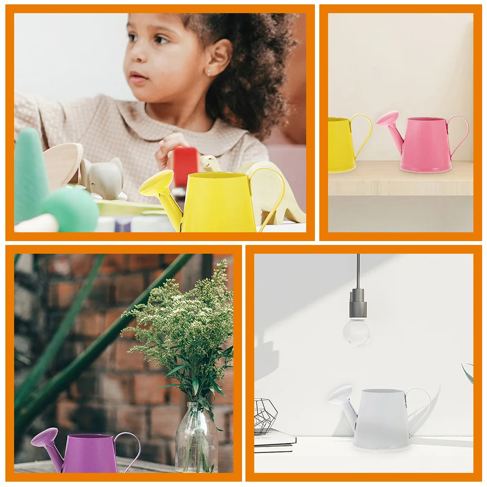 4 pezzi mini annaffiatoio in ferro sussidi didattici arredamento da giardino per bambini uso esterno irrigatore per piante giocattoli casa di scena