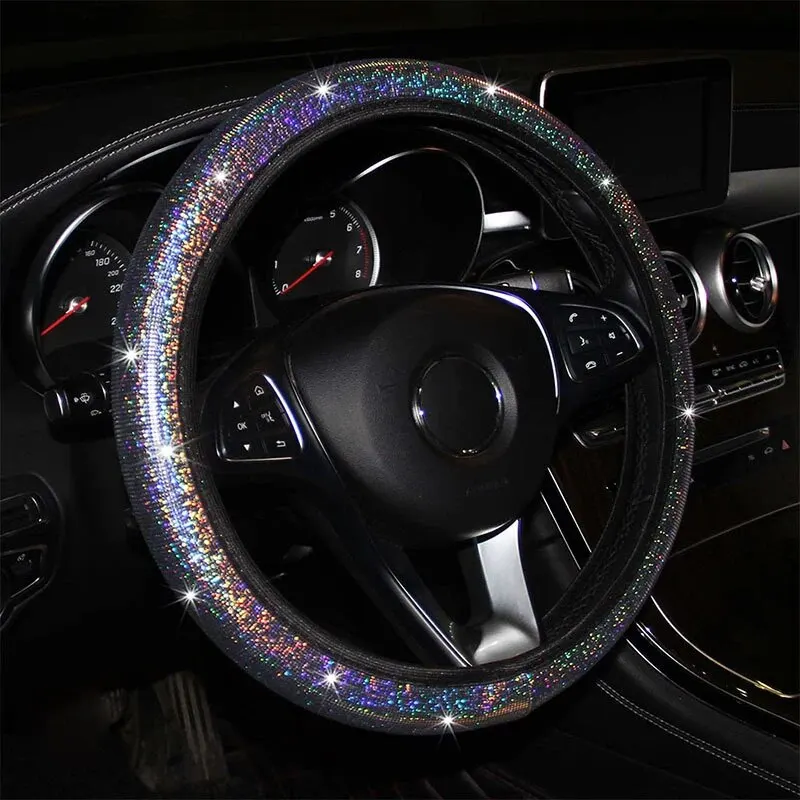 New Fashion Colorful Bronzing Car Steering Wheel Cover without Inner Ring Flash Elastic Steering Wheel Accessories