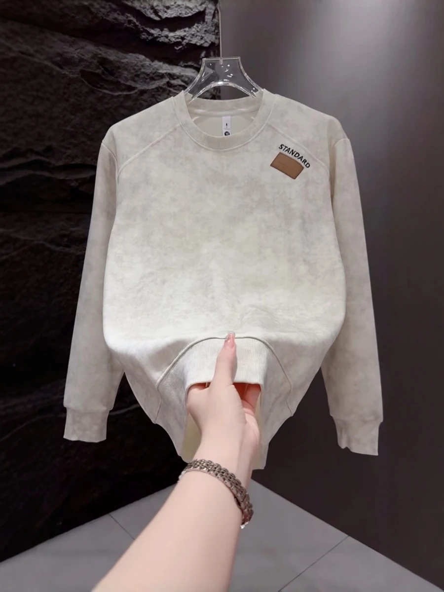 

Модный мужской свитшот с эффектом тай-дай, повседневный, с длинным рукавом, круглым вырезом, трендовый, в уличном стиле, свободного кроя, быстросохнущий, без капюшона