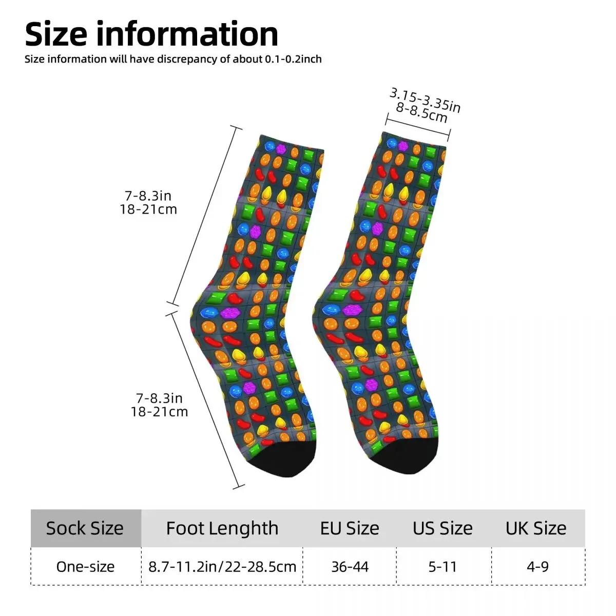 2022 All New Candy Crush Socks Harajuku Super Soft Stockings All Season Long Socks Accessories for Man's Woman Birthday Present