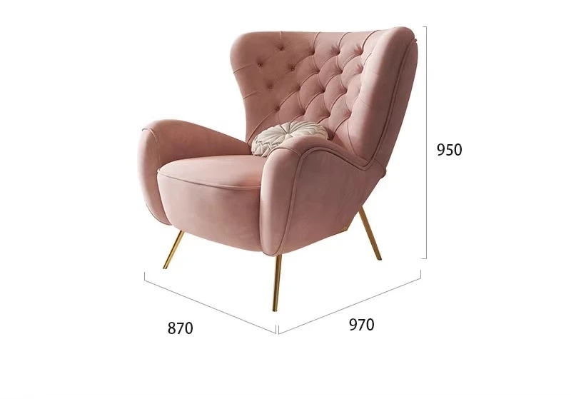 

Single sofa bedroom pink fairy chair buckle leisure chair American high back chair