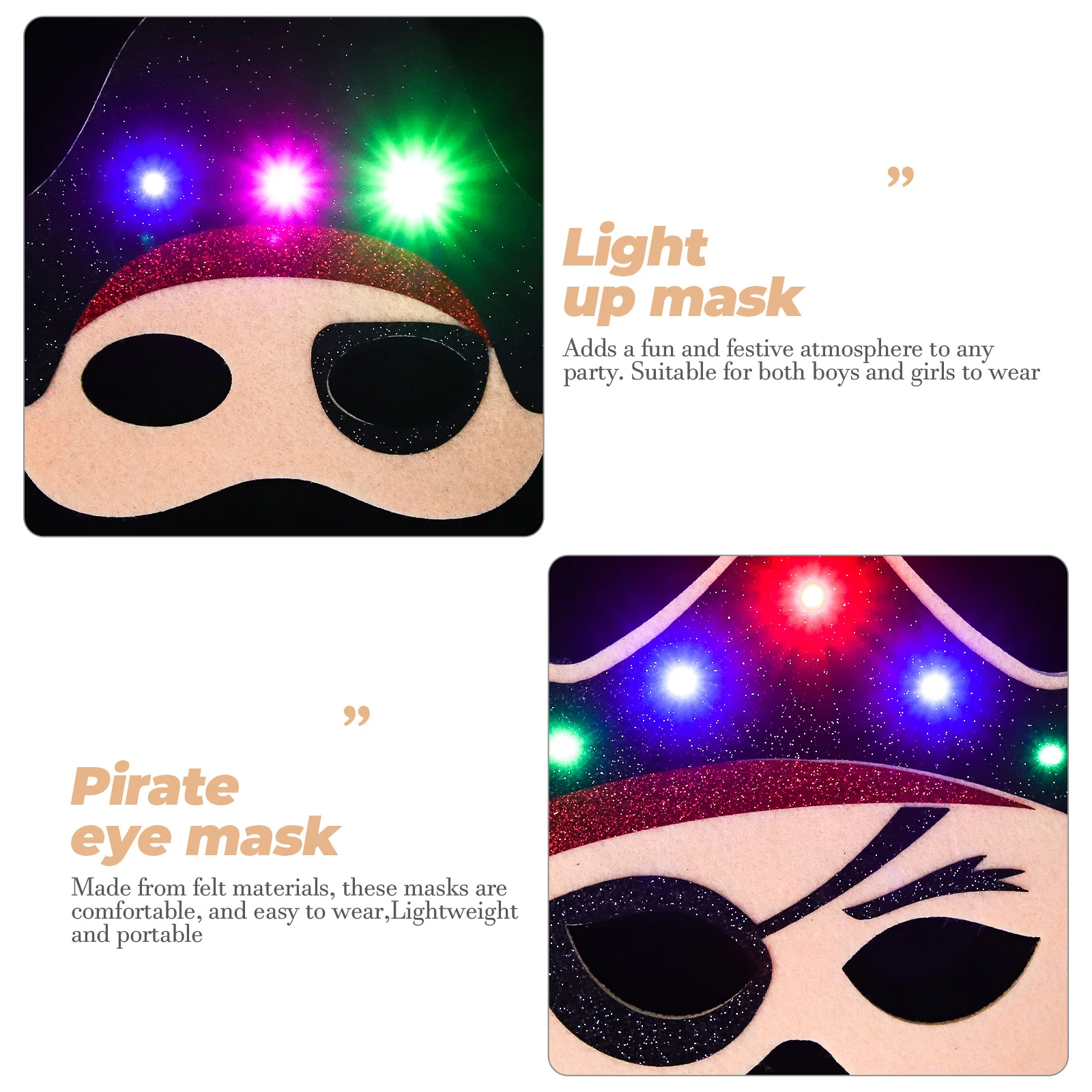 

2 Pcs The Flowers Glowing Pirate Mask Child Decoration Decorations Felt Party Half Face