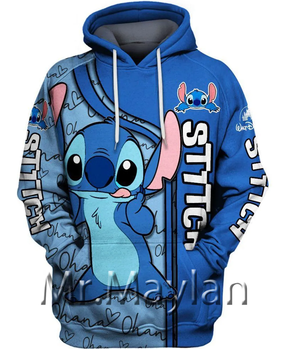 2024 New  Stitch Anime Fashion Men's Spring 3D Printed Kids Hoodie Women's Tops Street Style Casual Hoodie y2k