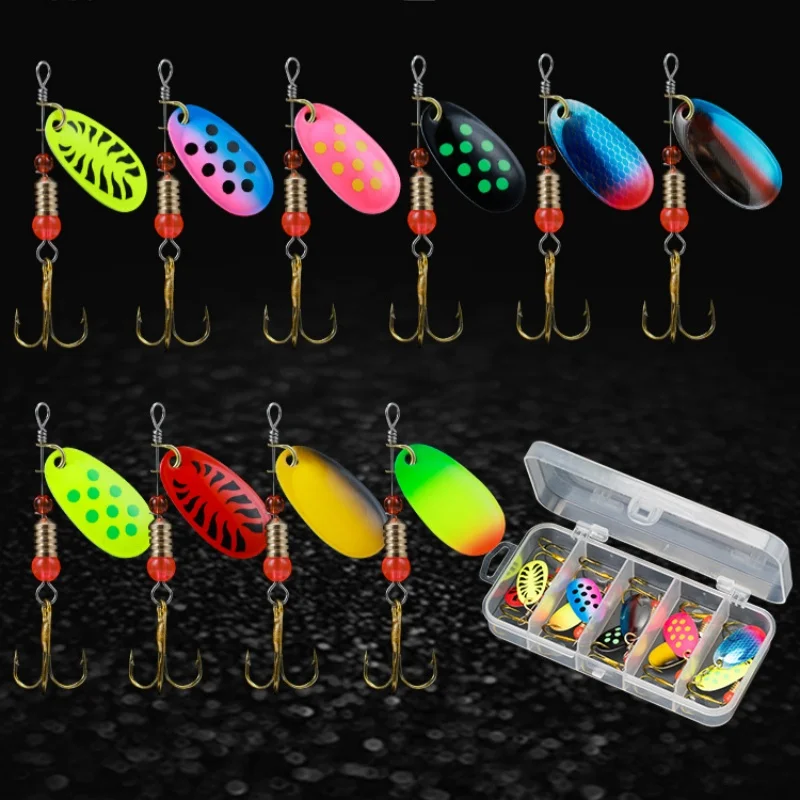 10pcs/Set Crankbaits Fishing Spinner Fishing Lures Wobblers Metal Sequin Trout Spoon With Hooks for Carp Artificial Fishing Bait