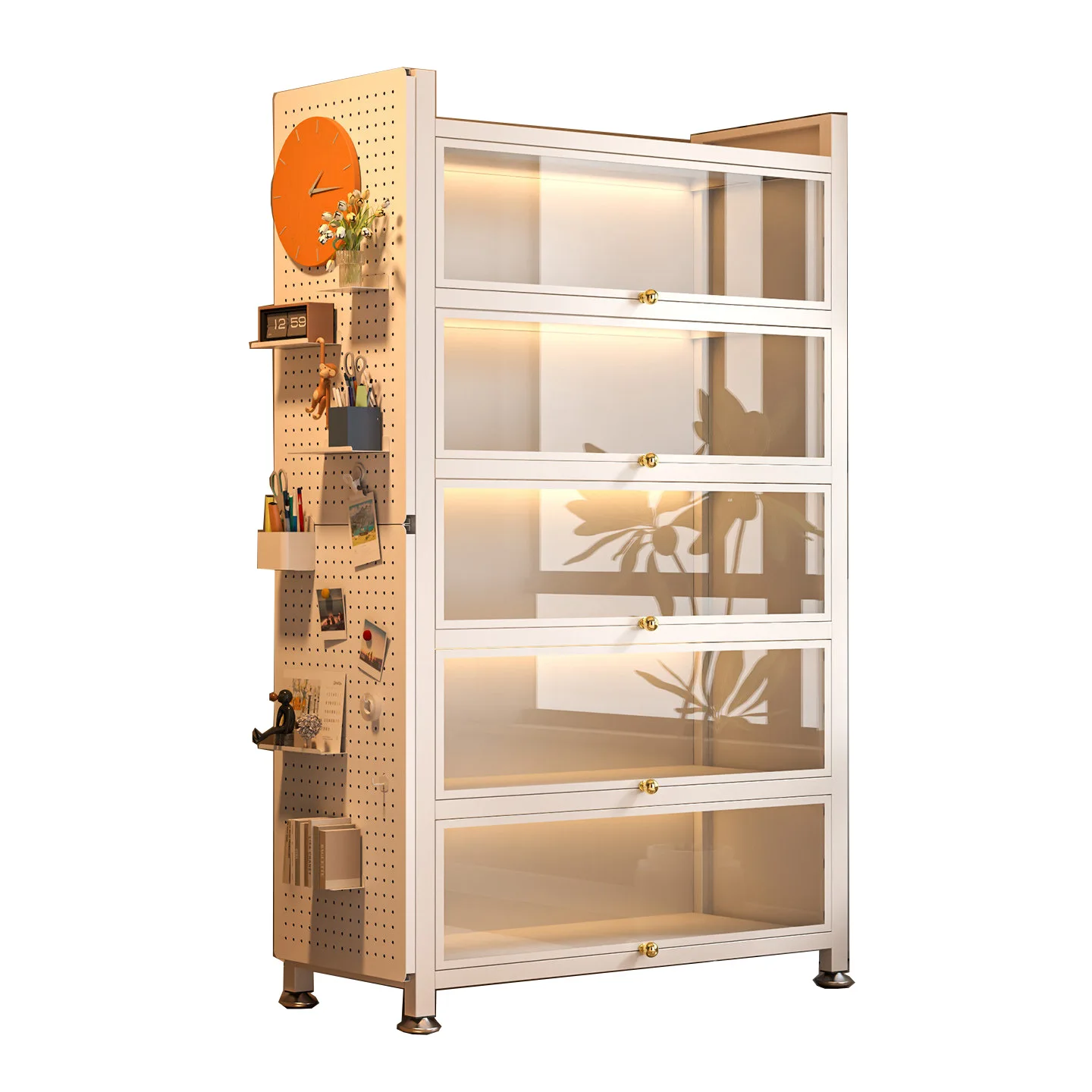 Home Storage Cabinet, Glass Door Bookcase, Dustproof Display Shelf, Transparent Collectibles Showcase, Wall-Mounted Bookshelf