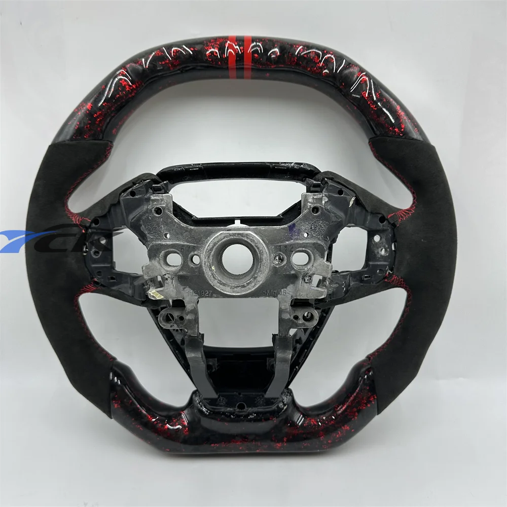 

Custom Forged Carbon Fiber Red Ring Red stitch Steering Wheel For 2017 Honda Civic car accessories