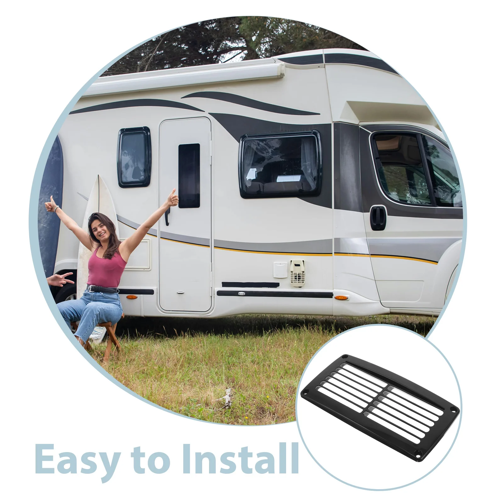 Ventilação com persianas para barco, cobertura de ventilação marinha, à prova de intempéries, grade de ventilação de ar rv, fluxo de ar eficiente, dissipação de calor da cabine