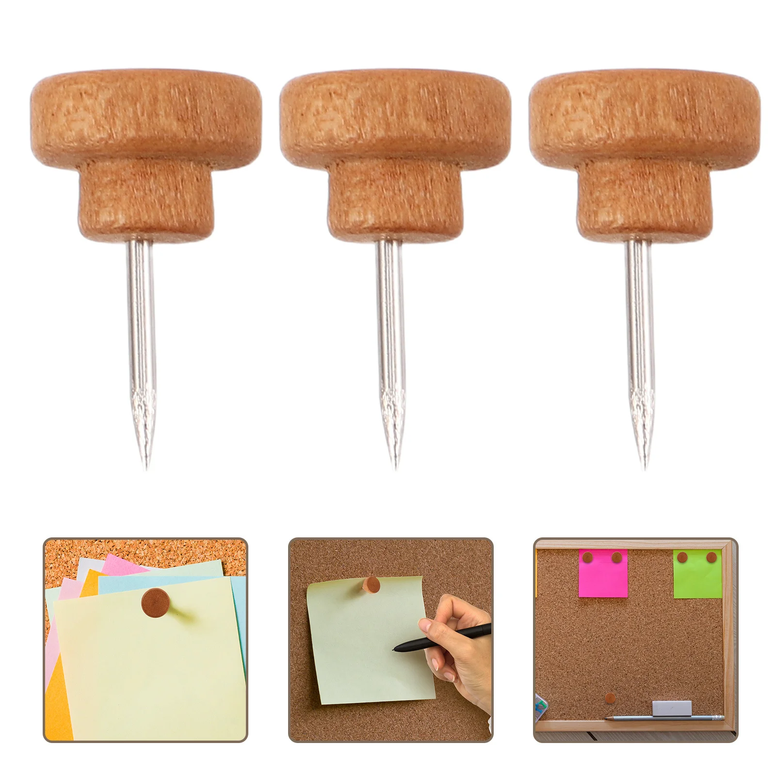 

100Pcs Wooden Flat Head Push Pins Decorative Thumb Tacks for Cork Boards Photos Notes DIY Projects Office Supplies