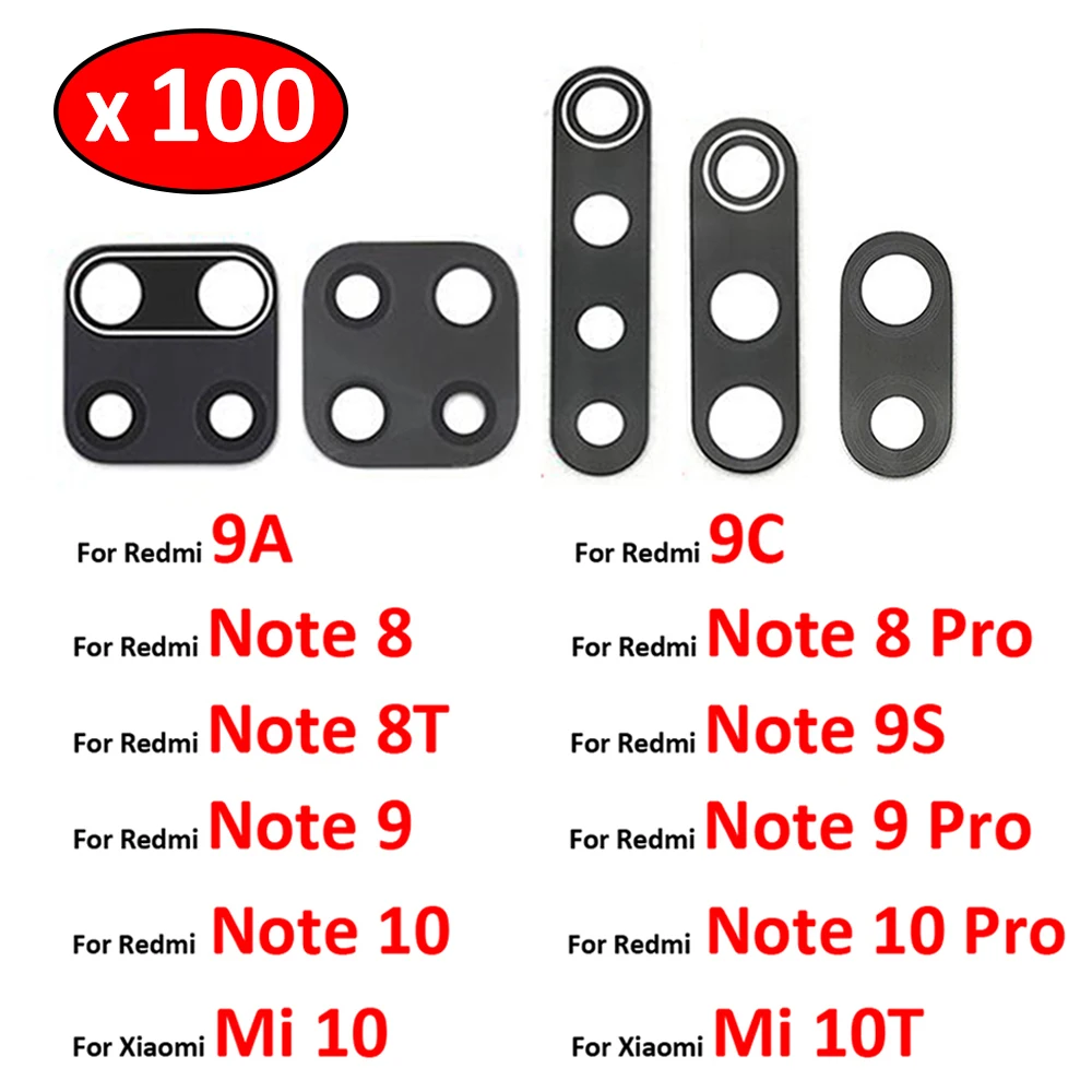 

100Pcs Rear Back Camera Glass Lens For Xiaomi Redmi Note 8 Pro 7 9 9S 10 Pro 10s 8T 9A 9C Mi Note 10 10T Pro Lite With Adhesive