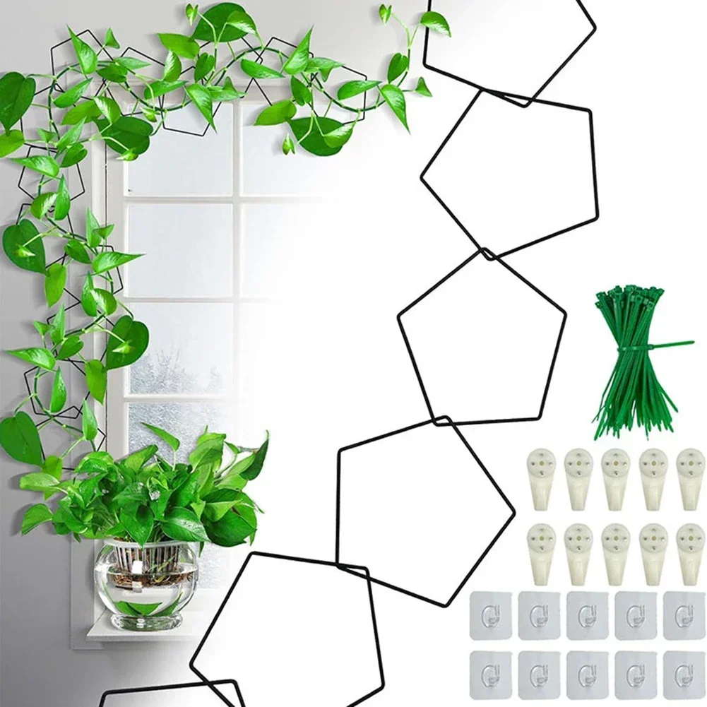 

Matte Plant Stand Hexagonal Rings Plant Vine Support Weather Resistant Climbing Plants Chain Trellis For Indoor Outdoor