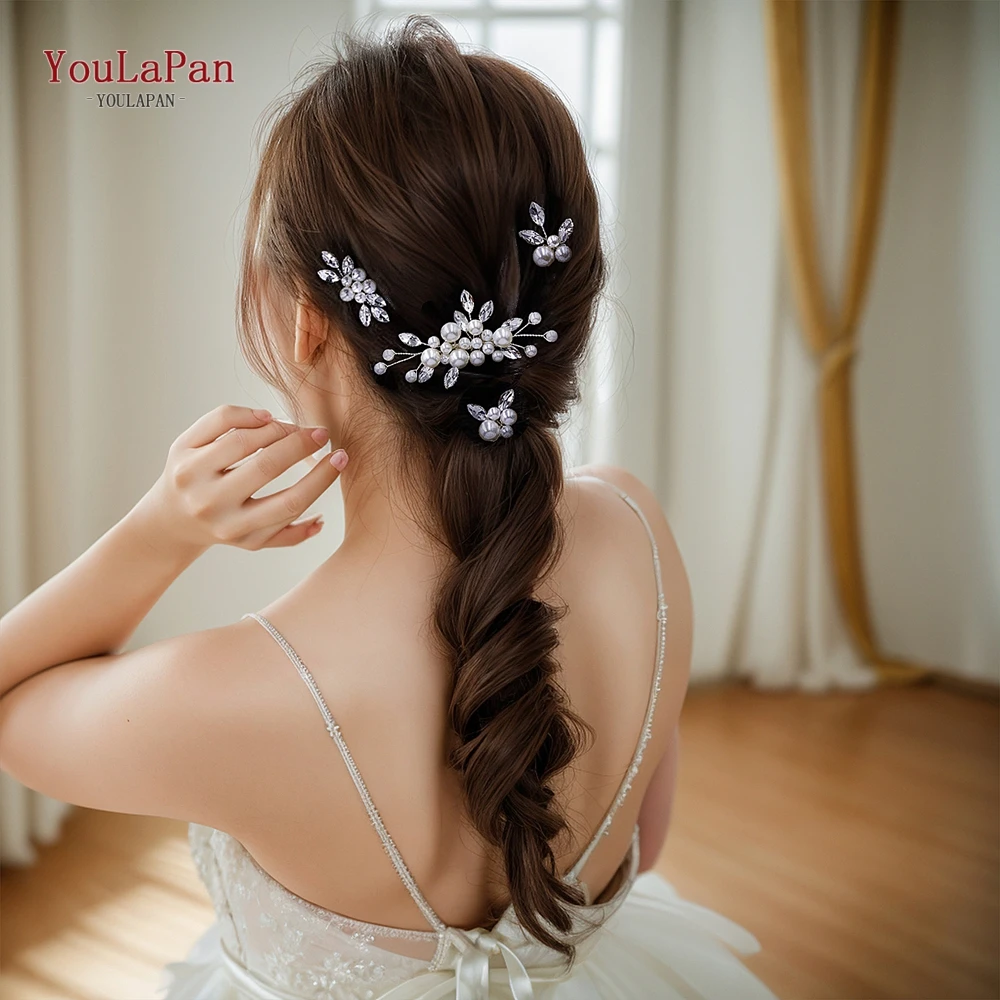 YouLaPan Bruiloft Parel Haar Kam Bruids Haarspeld Bruidsmeisje Haaraccessoires Vrouwen Handgemaakte Haarspeld Strass Hoofddeksels HP591