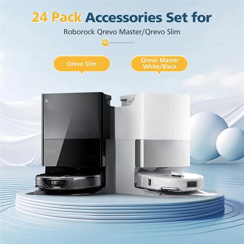 ABRW-Accessories Kit For Roborock Qrevo Master/Qrevo Slim Robot Vacuum, Replacement Parts Main Side Brush HEPA Filter