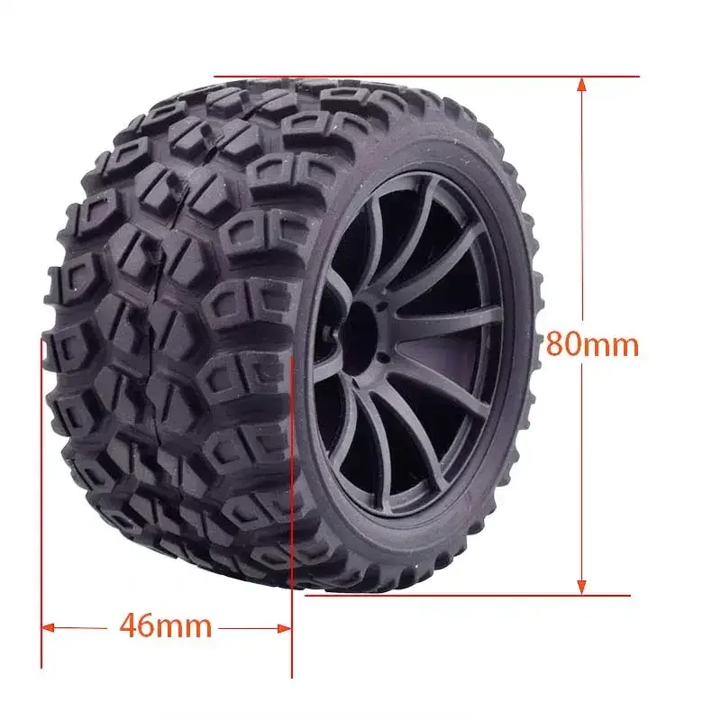 4 Pcs 1/16 Truck Tire For Trxs1/16 E-Revo Rubber Tire Diameter 80Mm Coupler 12Mm