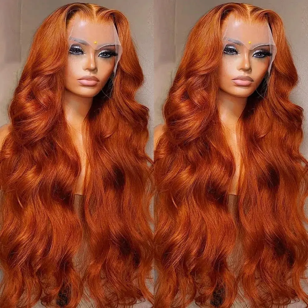 Ginger Body Wave Lace 13x4 Front Human Hair 13x6 200 Density HD Transparent Lace Frontal Wig Brazilian For Black Women