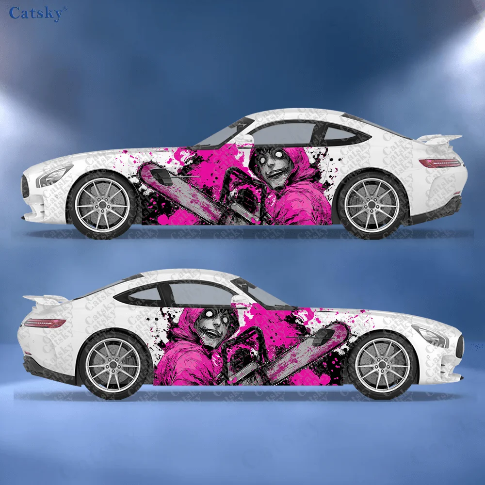 

2pcs Horror Thriller Chainsaw Man Sticker, Suitable for Cars and Trucks, Durable, Fade-Resistant, Easy to Install and Remove - E