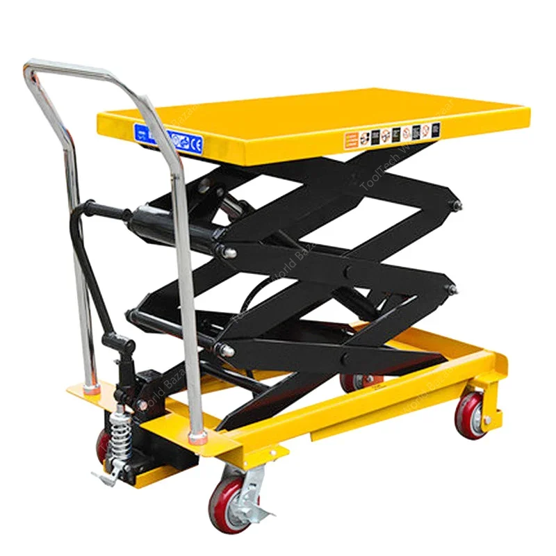 Small Mini Movable Lift Scissor Platform 2m 500kg 1000kg Hydraulic Lift Hand Manual Lift Table