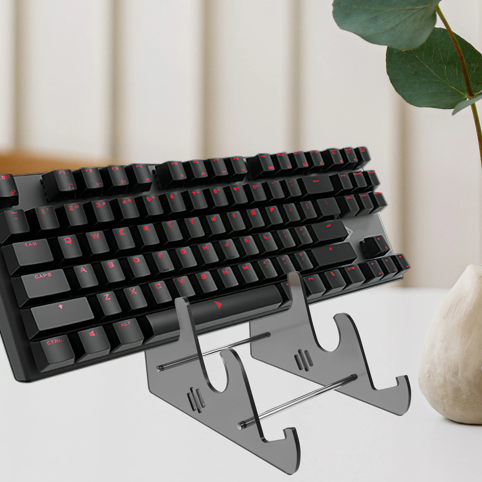 3 طبقات حامل لوحة المفاتيح حامل أكريليك شفاف للمكتب لوحة المفاتيح الميكانيكية تخزين عرض موقف مكتب عمل منظم #5