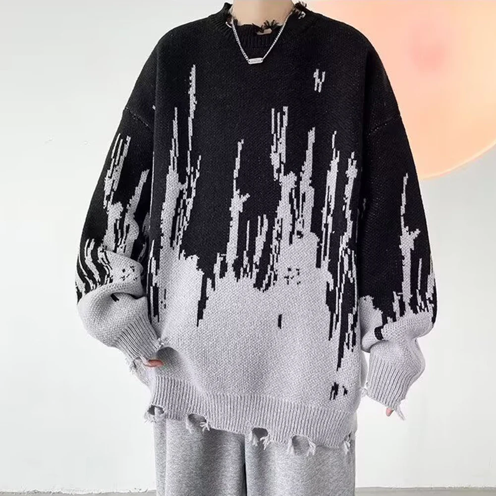 

Men Oversized Harajuku Streetwear Sweaters Winter Fashion Knit Pullovers Tops
