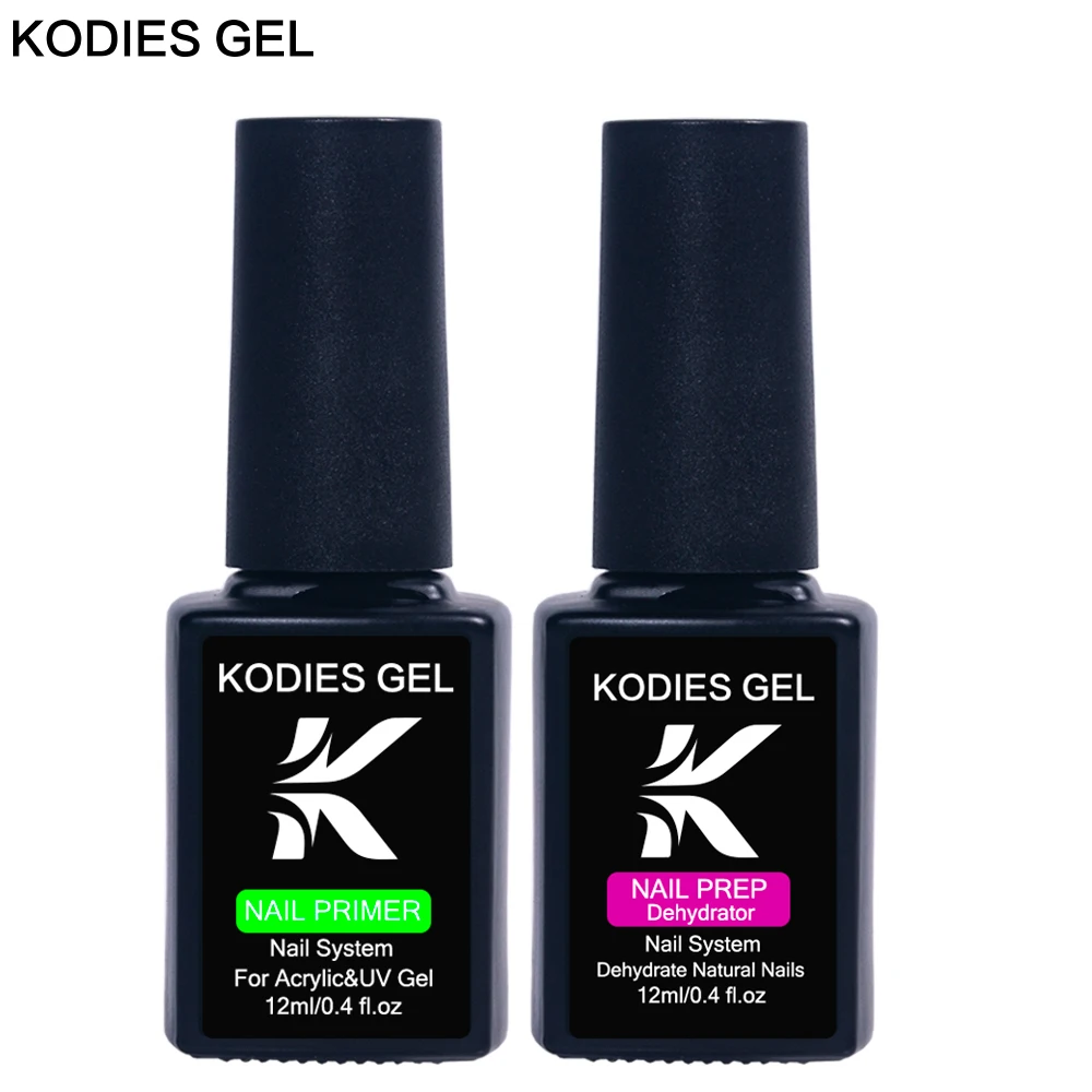 Kodies Gel 2 Stuks Nagel Primer Basis Dehydrator Set 12Ml Snelle Droge Prep Primer Bond Gel Nagellak Acryl Nagels Systeem Lijm