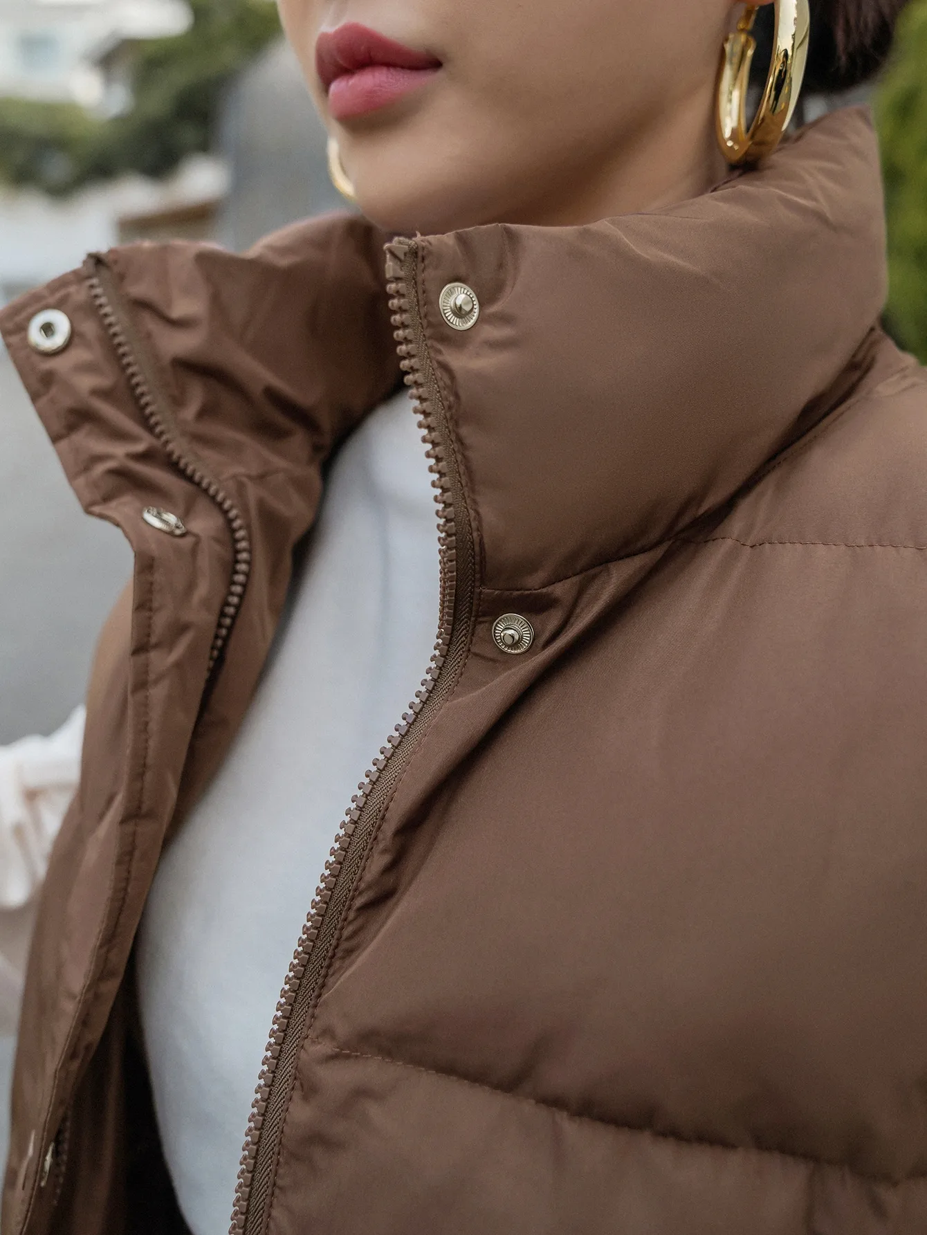 DAZY Damska Kamizelka z Zamkiem Błyskawicznym z Przodu w Leopardzi Wzór, Pikowana Kurtka Zimowa, Zimowe Ubrania Damskie, Zimowy Płaszcz Damski